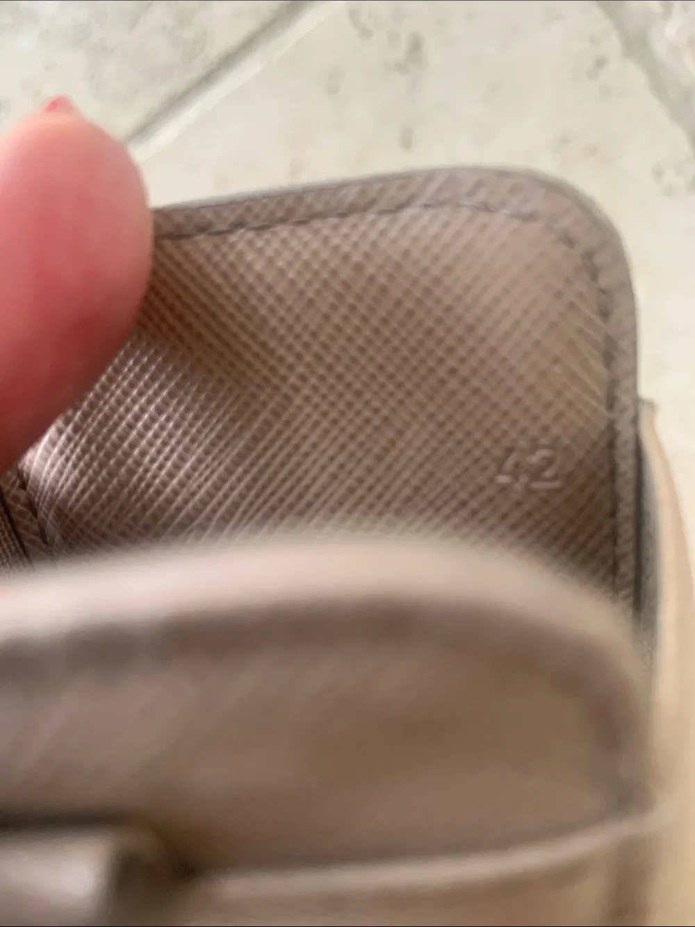 Prada Taupe Saffiano Phone Pouch with Strap Authentic
